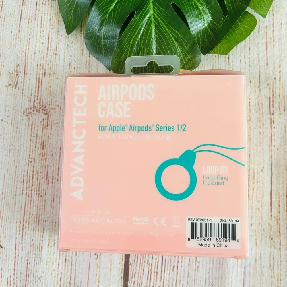 Advanctech Light Pink Ice Cream Apple AirPods 1/2 Silicone Protective Case NIB